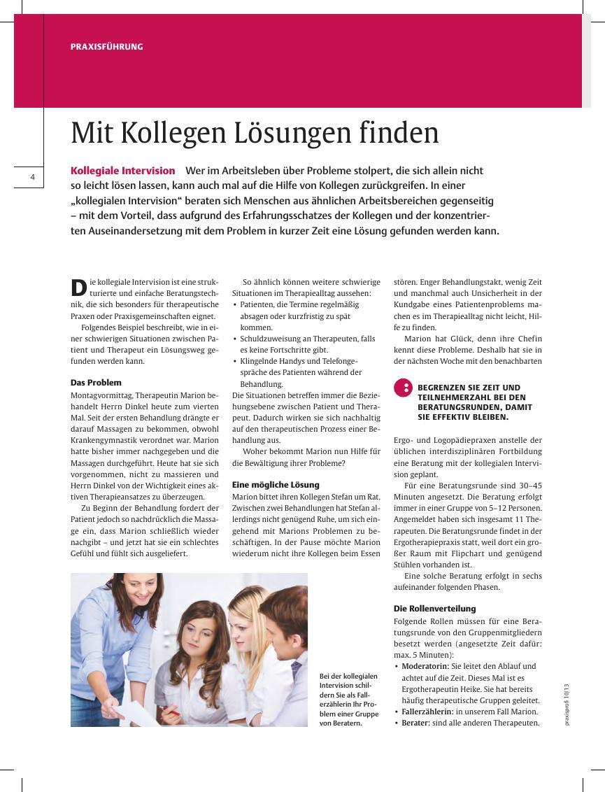 Vorschauseite 1: Kollegiale Intervision ? Mit Kollegen Lösungen finden