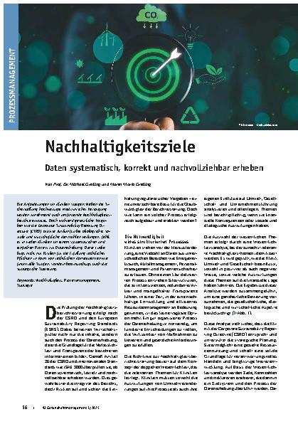 Vorschauseite 1: Nachhaltigkeitsziele Daten systematisch, korrekt und nachvollziehbar erheben