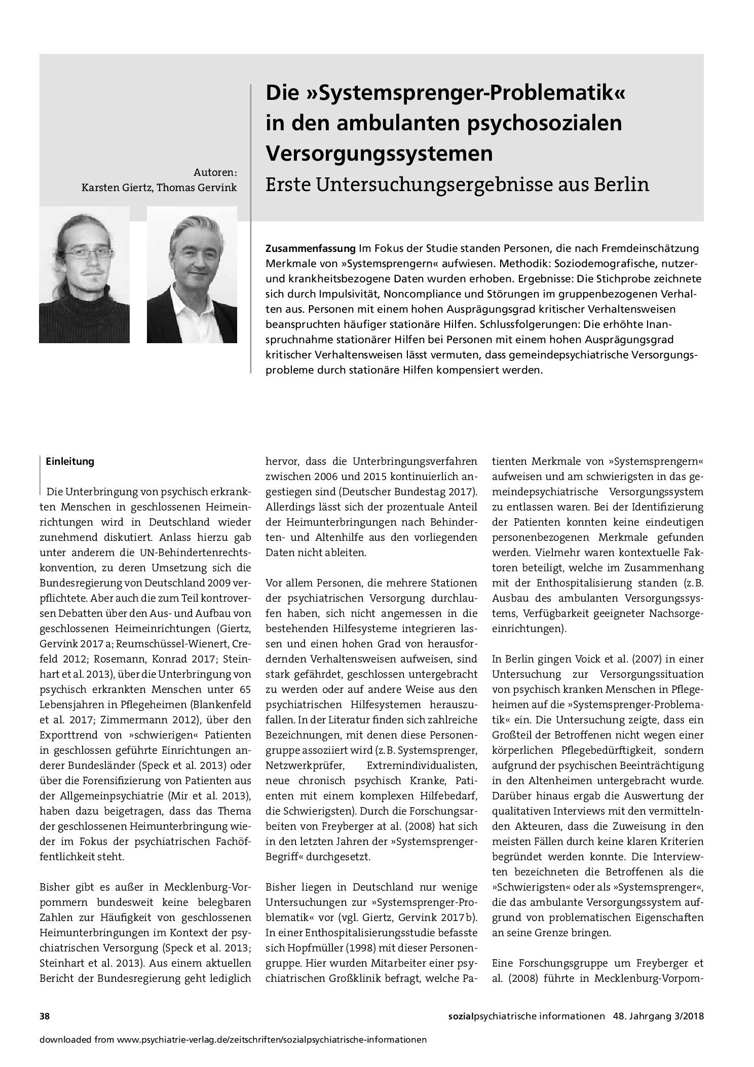 Vorschauseite 1: Die »Systemsprenger-Problematik« in den ambulanten psychosozialen Versorgungssystemen