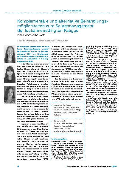 Vorschauseite 1: Komplementäre und alternative Behandlungsmöglichkeiten zum Selbstmanagement der leukämiebedingten Fatigue