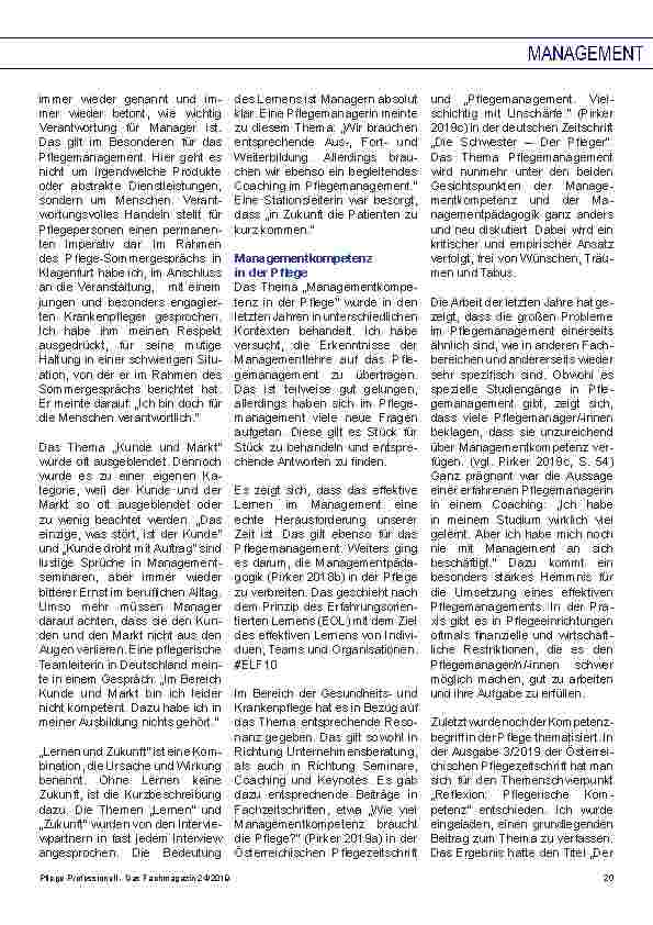 Vorschauseite 4: Managementkompetenz trifft auf Pflegemanagement