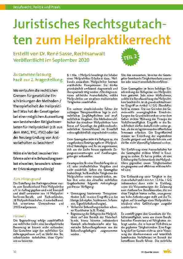 Vorschauseite 1: Juristisches Rechtsgutachten zum Heilpraktikerrecht
