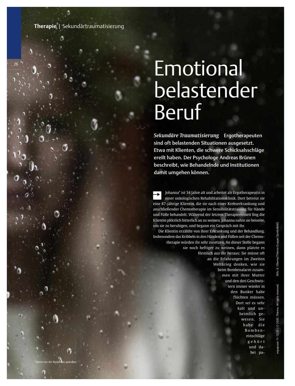 Vorschauseite 1: Emotional belastender Beruf? Sekundäre Traumatisierung