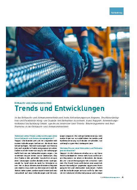 Vorschauseite 1: Schlauchund Armaturentechnik Trends und Entwicklungen