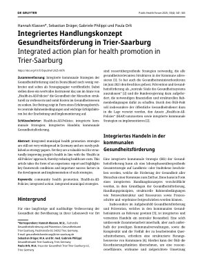 Vorschauseite 1: Integriertes Handlungskonzept Gesundheitsförderung in Trier-Saarburg