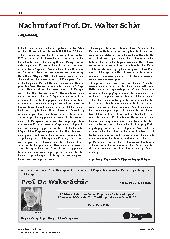 Vorschauseite 1: Nachruf auf Prof. Dr. Walter Schär