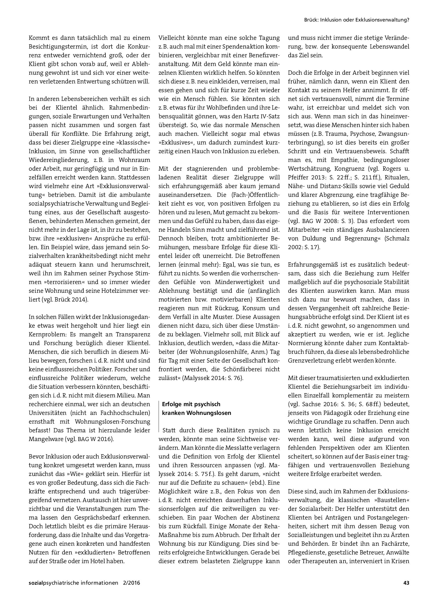 Vorschauseite 3: Inklusion oder Exklusionsverwaltung? Über Erfolge in der Arbeit mit psychisch- bzw. suchtkranken Wohnungslosen