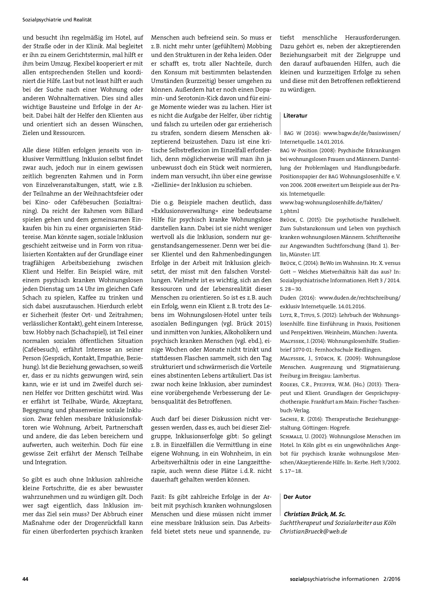 Vorschauseite 4: Inklusion oder Exklusionsverwaltung? Über Erfolge in der Arbeit mit psychisch- bzw. suchtkranken Wohnungslosen