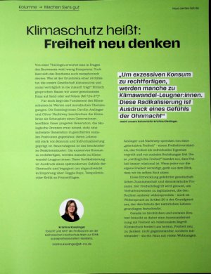 Vorschauseite 1: Klimaschutz heißt: Freiheit neu denken