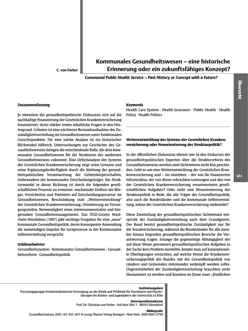 Vorschauseite 1: Kommunales Gesundheitswesen - eine historische Erinnerung oder ein zukunftsfähiges Konzept?