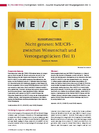 Vorschauseite 1: Nicht genesen: ME/CFS – zwischen Wissenschaft und Versorgungslücken (Teil 1)