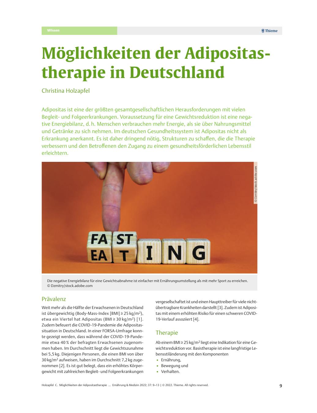 Vorschauseite 1: Möglichkeiten der Adipositas-Therapie in Deutschland