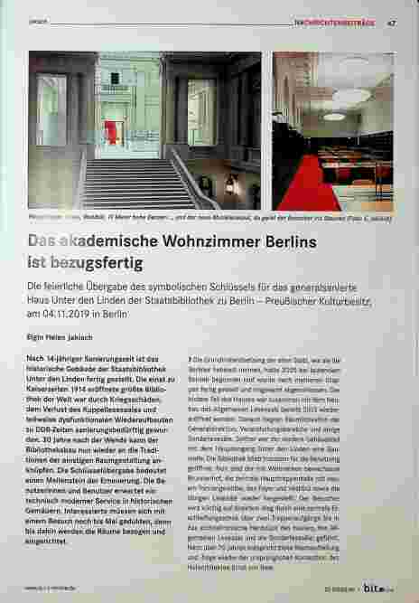 Vorschauseite 1: Das akademische Wohnzimmer Berlins ist bezugsfertig.