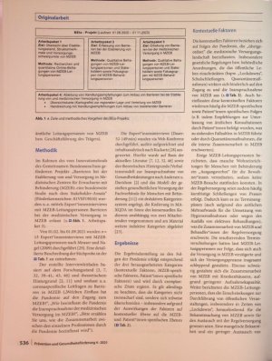 Vorschauseite 2: Zugang und Inanspruchnahme von Medizinischen Behandlungszentren für Erwachsene mit Behinderung (MZEB) während der Coronapandemie