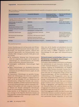 Vorschauseite 4: Versendung von antineoplastisch wirksamen Parenteraliazubereitungen mittels Rohrpost