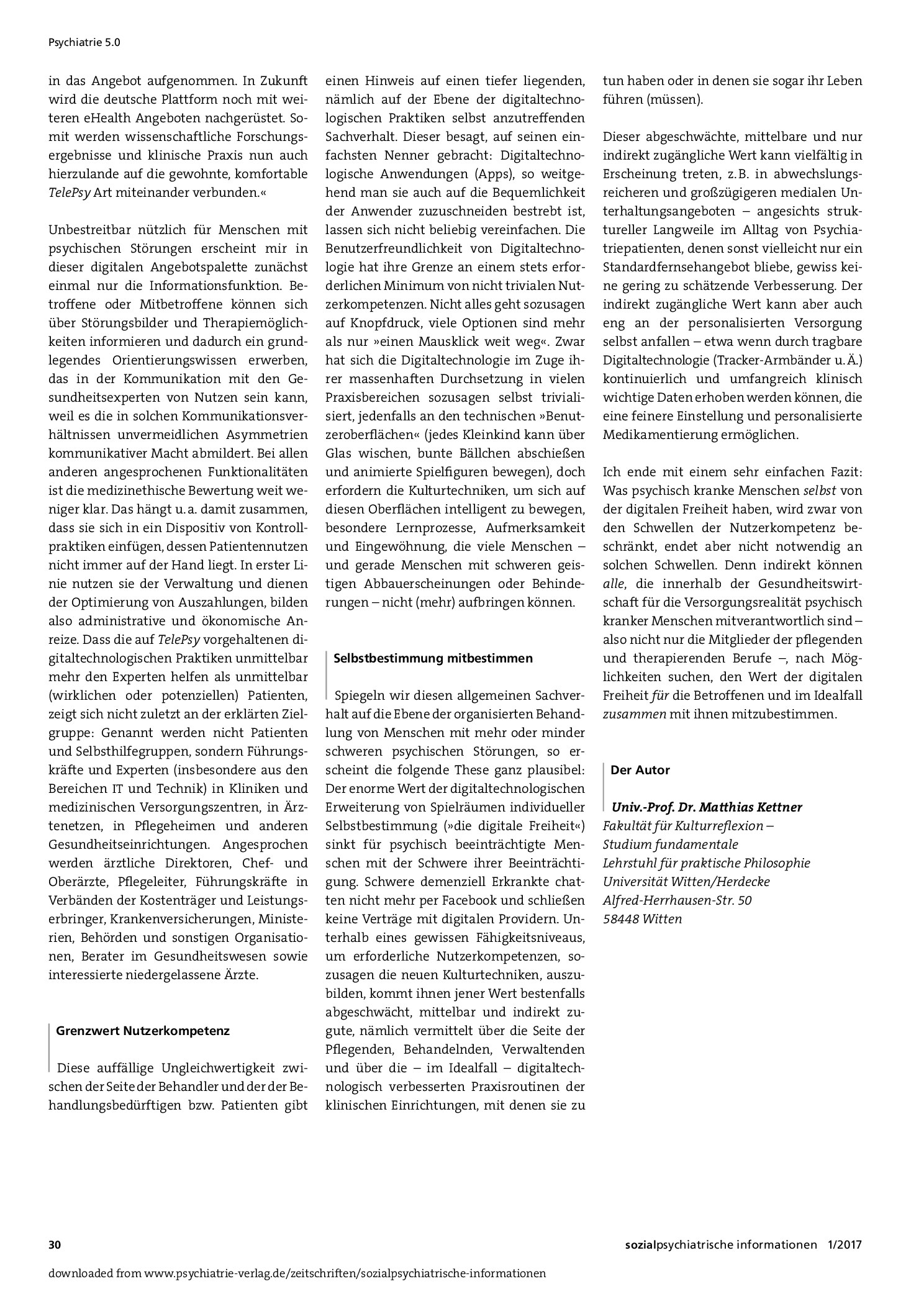 Vorschauseite 3: Was haben psychisch kranke Menschen von der digitalen Freiheit?