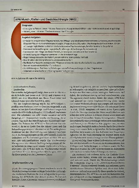 Vorschauseite 3: Advanced Practice Nurse Onkologie Erfahrungen mit der Rollenimplementierung für Patienten mit Mundhöhlenoder Kieferkarzinom