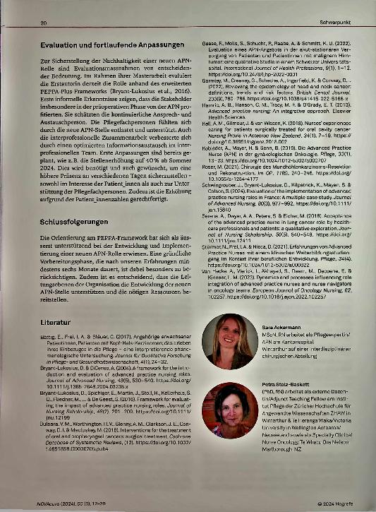 Vorschauseite 4: Advanced Practice Nurse Onkologie Erfahrungen mit der Rollenimplementierung für Patienten mit Mundhöhlenoder Kieferkarzinom