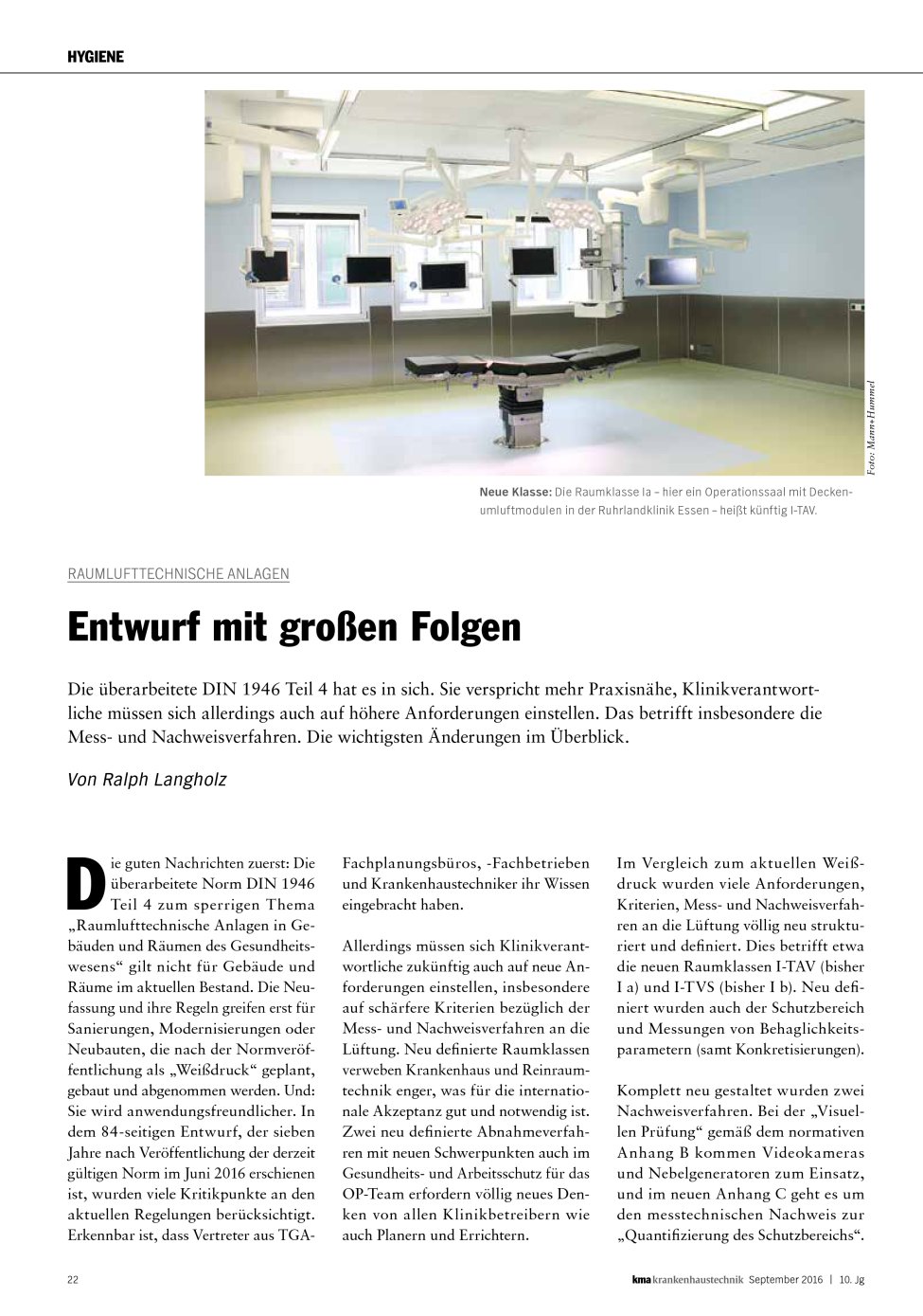 Vorschauseite 1: Raumlufttechnische Anlagen: Entwurf mit großen Folgen