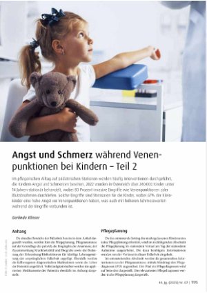 Vorschauseite 1: Angst und Schmerz während Venen punktionen bei Kindern - Teil 2