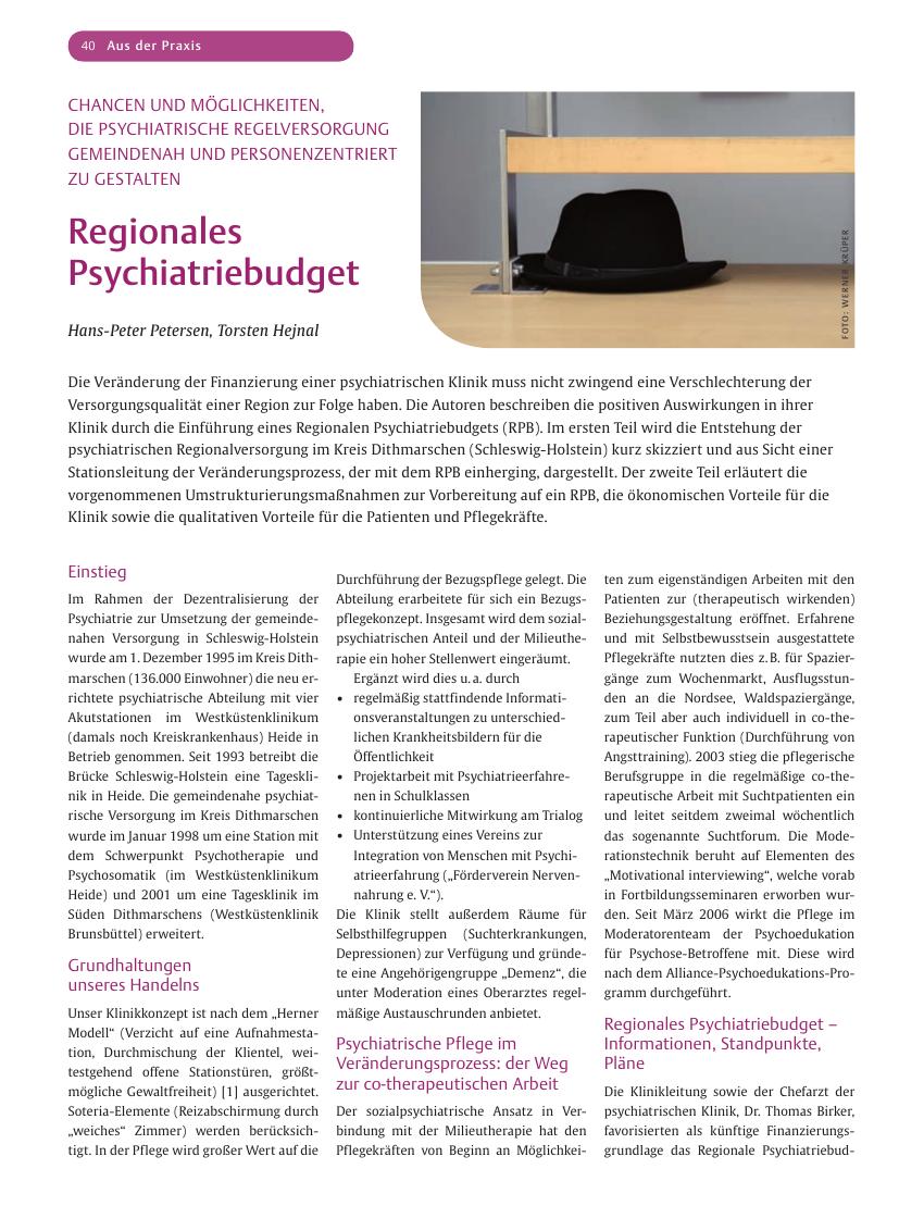 Vorschauseite 1: Regionales Psychiatriebudget