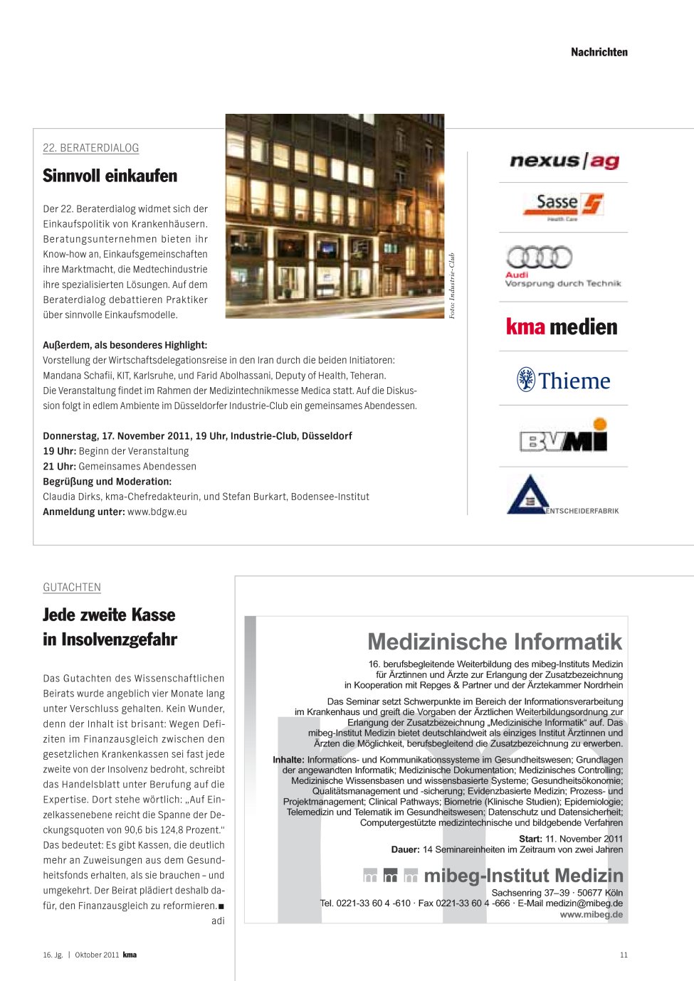 Vorschauseite 1: Jede zweite Kasse in Insolvenzgefahr