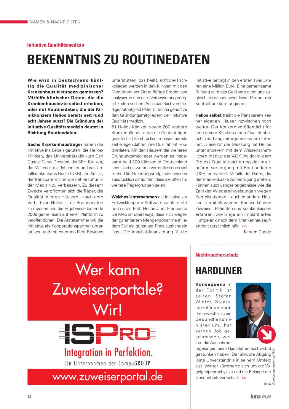 Vorschauseite 1: Bekenntnis zu Routinedaten