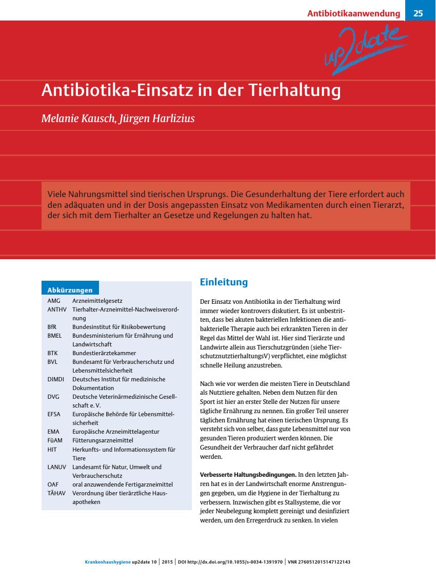 Vorschauseite 1: Antibiotika-Einsatz in der Tierhaltung