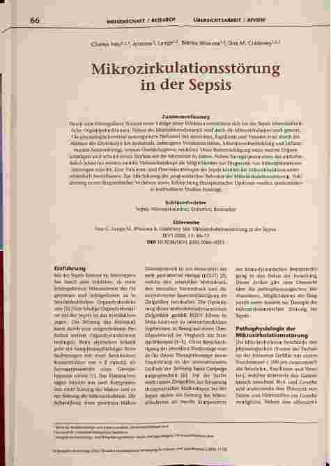 Vorschauseite 1: Mikrozirkulationsstörung in der Sepsis