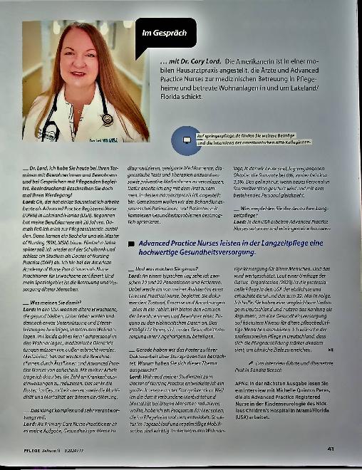 Vorschauseite 1: Im Gespräch mit Dr. Cory Lord.