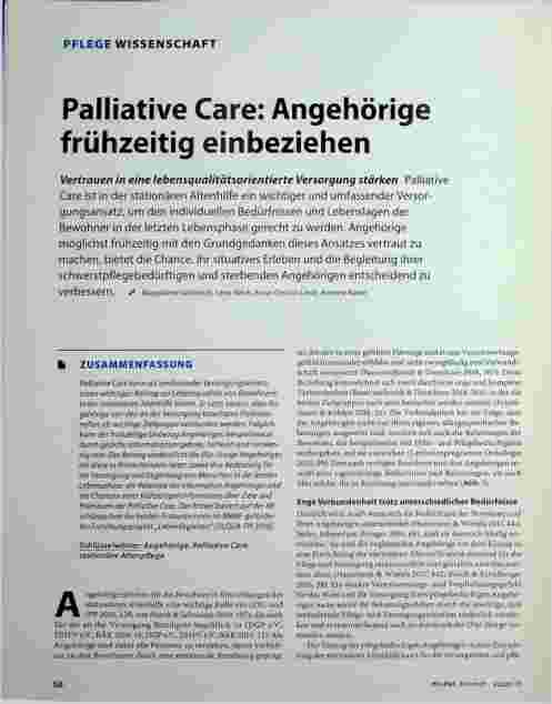 Vorschauseite 1: Palliative Care: Angehörige frühzeitig einbeziehen