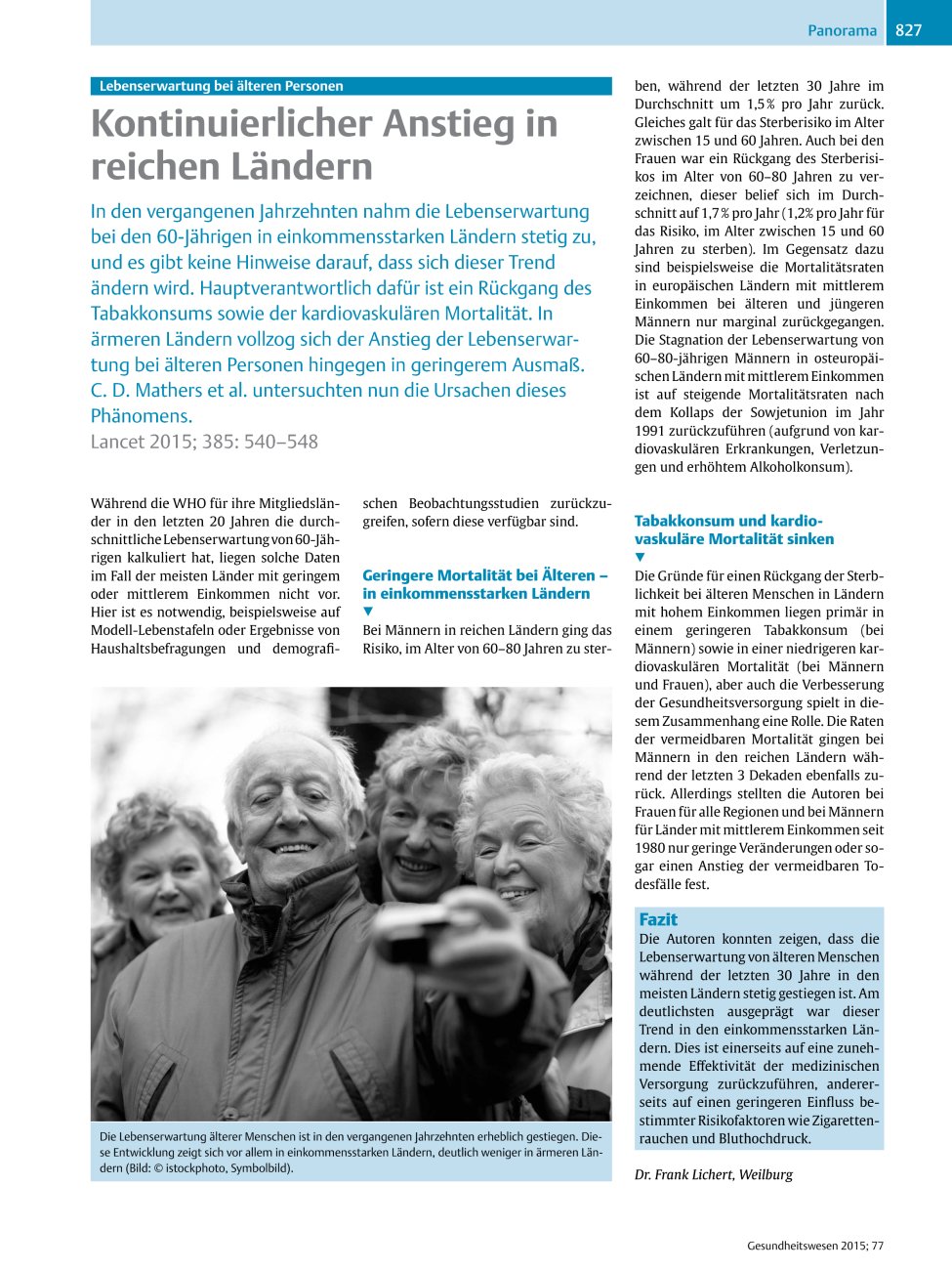 Vorschauseite 1: Kontinuierlicher Anstieg in reichen Ländern