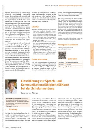 Vorschauseite 1: Einschätzung zur Sprachund Kommunikationsfähigkeit (ESKom) bei der Schulanmeldung