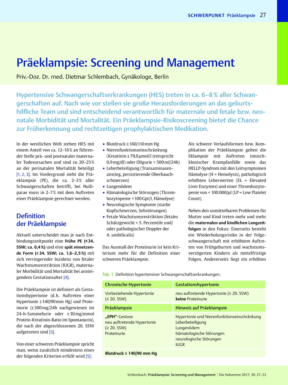 Vorschauseite 1: Präeklampsie: Screening und Management