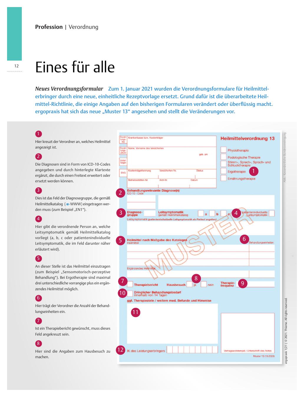 Vorschauseite 1: Eines für alle? Neues Verordnungsformular