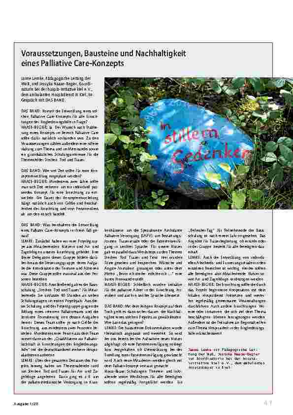 Vorschauseite 2: Gut umgehen mit dem Tod: Entwicklung eines Palliative Care-Konzepts.