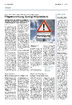 Vorschauseite 1: Pflegeeinrichtung kündigt Mitarbeiterin