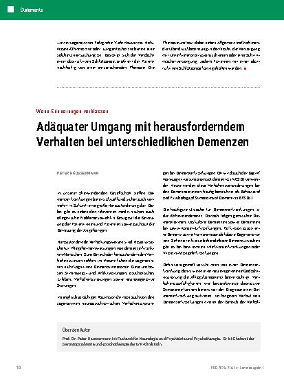Vorschauseite 3: Mehr als eine medizinische und pflegerische Versorgung Demenz – ein schicksalhaftes Ereignis?