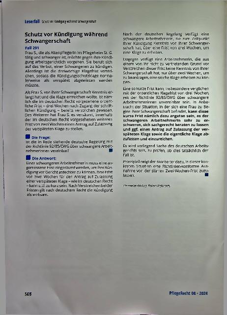 Vorschauseite 1: Schutz vor Kündigung während Schwangerschaft