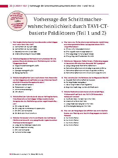 Vorschauseite 5: Vorhersage der Schrittmacher - Wahrscheinlichkeit durch TAVI-CT-basierte Prädiktoren (Teil 2)