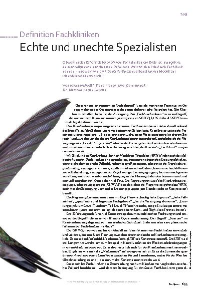 Vorschauseite 1: Definition Fachkliniken: Echte und unechte Spezialisten