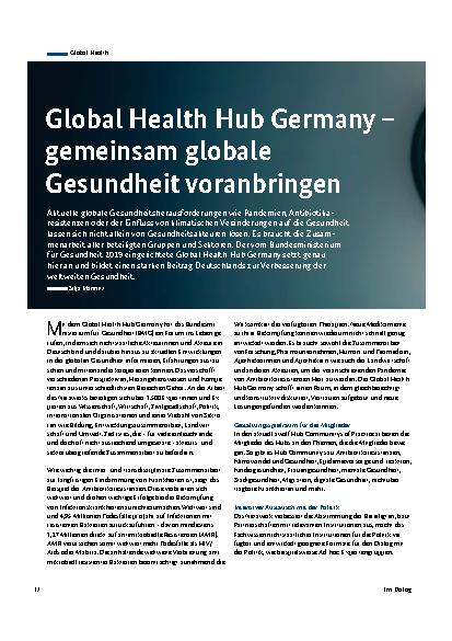 Vorschauseite 1: Global Health Hub Germany – gemeinsam globale Gesundheit voranbringen