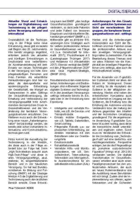 Vorschauseite 2: Digitalisierung und Technisierung in der Pflege