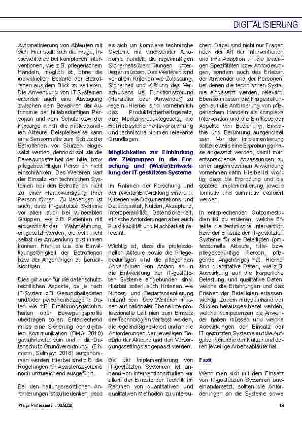 Vorschauseite 4: Digitalisierung und Technisierung in der Pflege