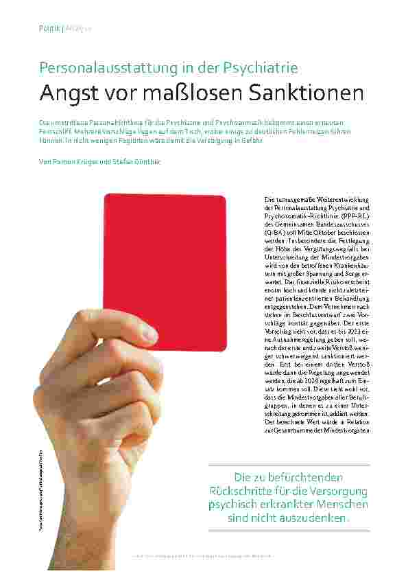 Vorschauseite 1: Personalausstattung in der Psychiatrie: Angst vor maßlosen Sanktionen