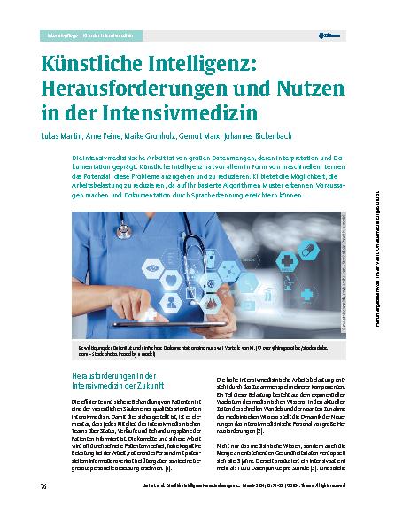 Vorschauseite 1: Künstliche Intelligenz: Herausforderungen und Nutzen in der Intensivmedizin