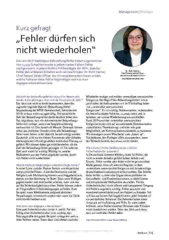 Vorschauseite 1: Fehler dürfen sich nicht wiederholen.
