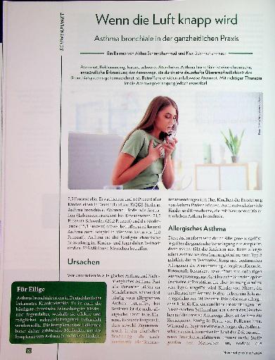 Vorschauseite 1: Wenn die Luft knapp wird: Asthma bronchiale in der ganzheitlichen Praxis