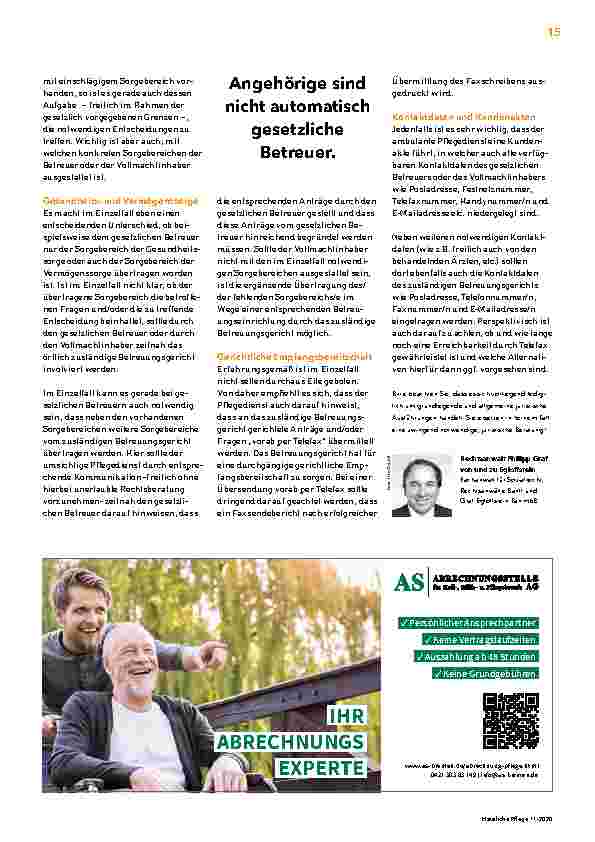 Vorschauseite 2: Kontaktdaten von Betreuern oder Vollmachtinhabern