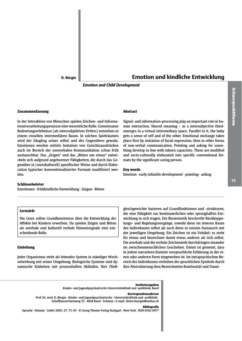Vorschauseite 1: Emotion und kindliche Entwicklung